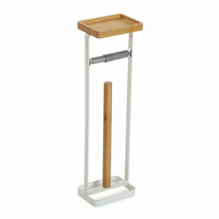 Toilettenpapierrollenhalterung Versa Weiß 12 x 54 x 16 cm Metall Kunststoff Bambus