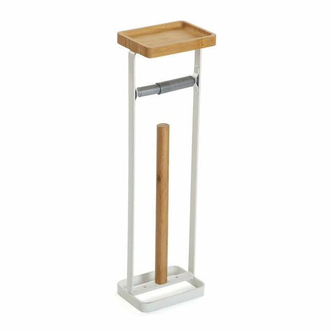 Toilettenpapierrollenhalterung Versa Weiß 12 x 54 x 16 cm Metall Kunststoff Bambus