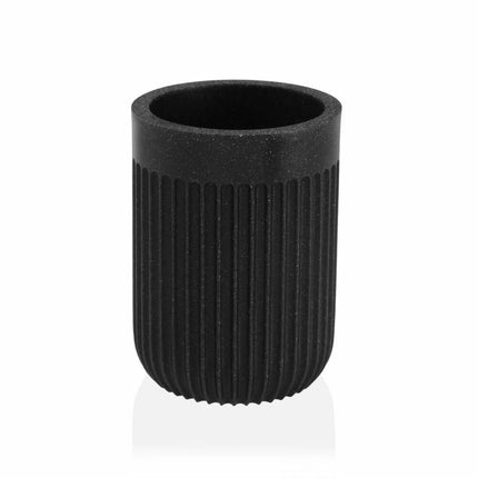 Zahnbürstenhalter Versa STRIA Schwarz Harz (7,3 x 10,3 x 7,3 cm)