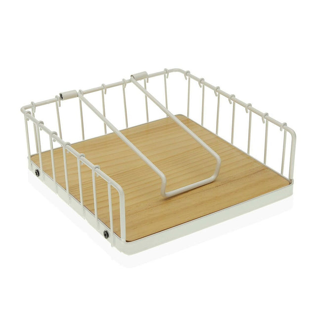 Serviettenring Versa Weiß Metall Holz Stahl (6 x 18,5 x 18,5 cm)