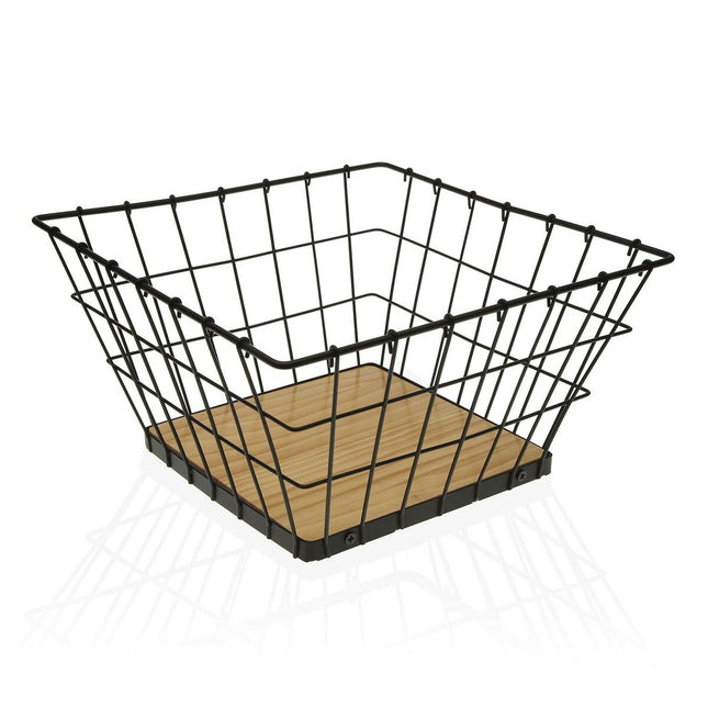 Obstschale Versa Silberfarben Schwarz Holz Stahl (26 x 14 x 26 cm)