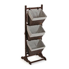 Badezimmerregal Versa Dunkelbraun 3 Körbe Holz Baumwolle Rattan 35 x 102 x 35 cm