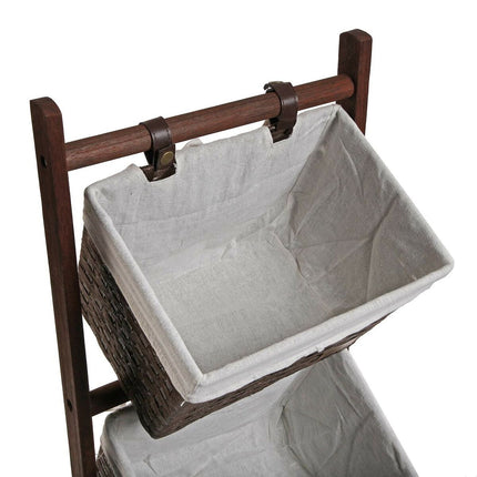 Badezimmerregal Versa Dunkelbraun 3 Körbe Holz Baumwolle Rattan 35 x 102 x 35 cm