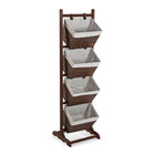 Badezimmerregal Versa Dunkelbraun 4 Körbe Holz Baumwolle Rattan 35 x 125 x 35 cm