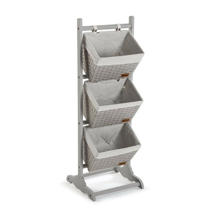 Badezimmerregal Versa Grau 3 Körbe Holz Baumwolle Rattan 35 x 102 x 35 cm