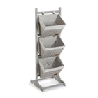 Badezimmerregal Versa Grau 3 Körbe Holz Baumwolle Rattan 35 x 102 x 35 cm
