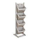 Badezimmerregal Versa Grau 4 Körbe Holz Baumwolle Rattan 35 x 125 x 35 cm