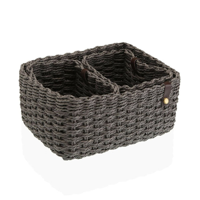 Korb-Set Versa Grau Papier 19 x 12 x 26 cm
