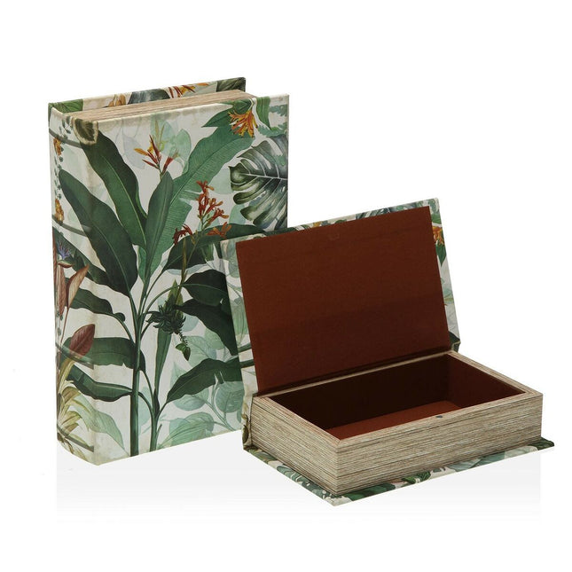 Dekorative Box Versa Buch Tropical Leinwand Holz MDF 7 x 27 x 18 cm