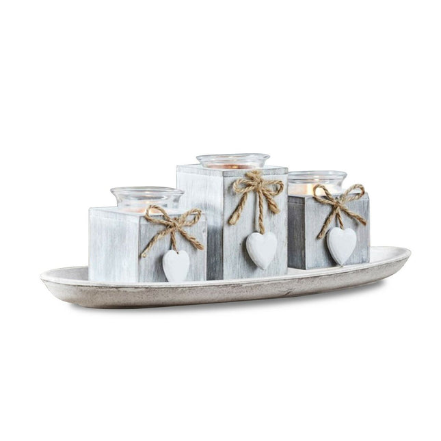 Kerzenschale Versa 14 x 9,4 x 39 cm Kristall Holz MDF