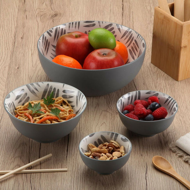Salatschüssel Versa Grau 22,5 x 9 x 22,5 cm aus Keramik Porzellan