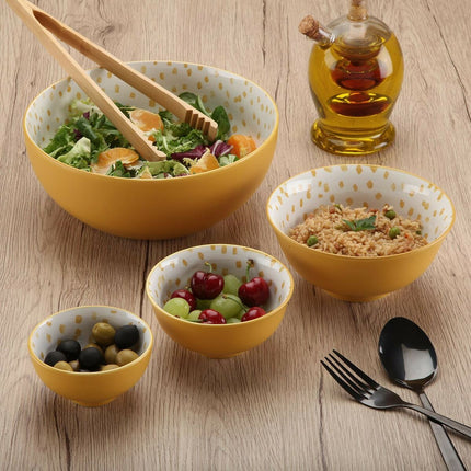 Salatschüssel Versa Gelb 22,5 x 9 x 22,5 cm aus Keramik Porzellan