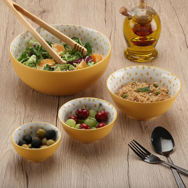 Salatschüssel Versa Gelb 22,5 x 9 x 22,5 cm aus Keramik Porzellan