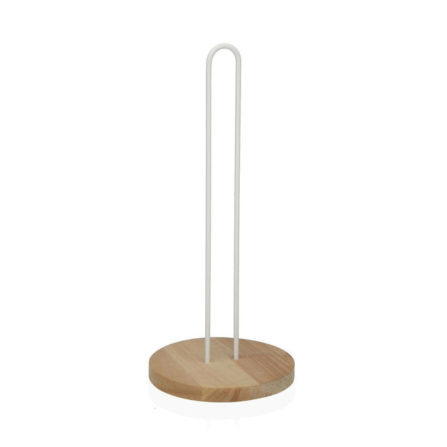 Küchenpapierrollenhalterung Versa Weiß Holz Kautschukholz Stahl Eisen 15 x 33 x 15 cm