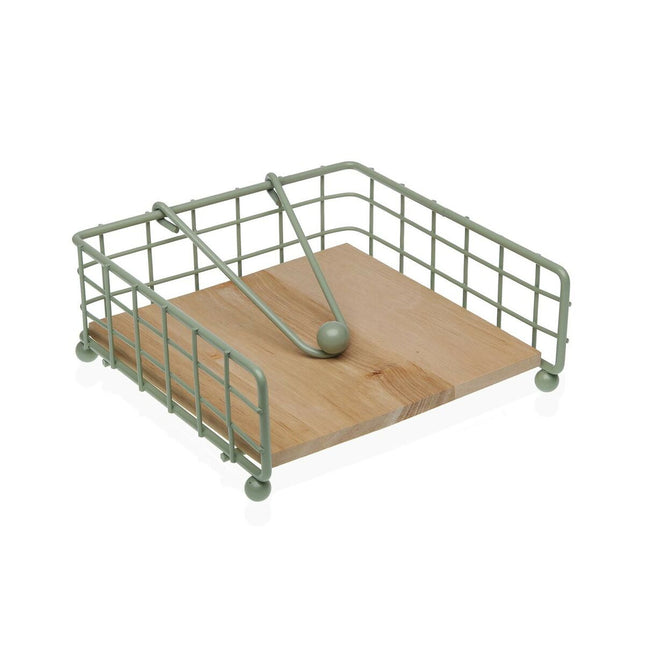 Serviettenring Versa grün Holz Kautschukholz Stahl Eisen 19,5 x 7 x 19,5 cm