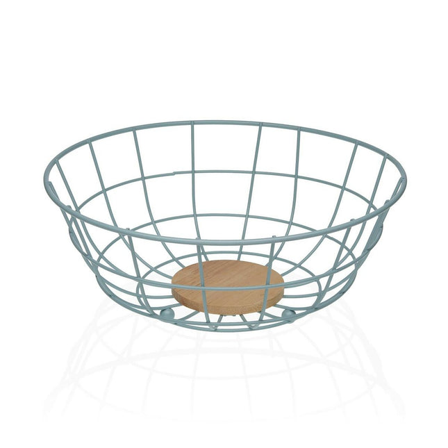 Obstschale Versa 28 x 12 x 28 cm Holz Kautschukholz Stahl Eisen