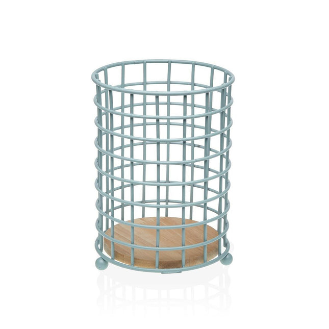 Besteckkasten Versa Blau Holz Kautschukholz Stahl Eisen 12,5 x 17,5 x 12,5 cm