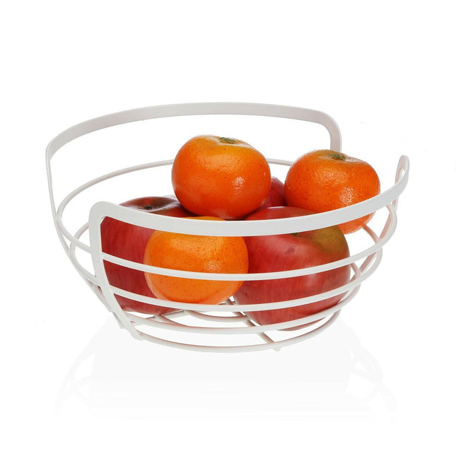 Obstschale Versa Weiß Metall Stahl 24,2 x 12 x 27 cm