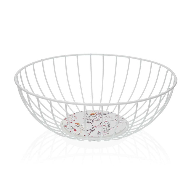 Obstschale Versa Balbec Weiß Metall Stahl Holz MDF 28 x 10 x 28 cm