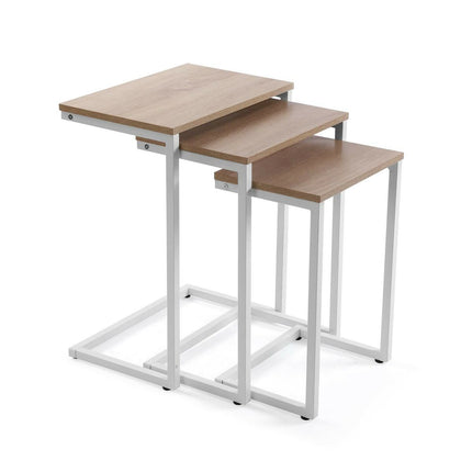 Set mit 3 Tischen Versa Weiß Metall Holz MDF 30 x 60 x 46 cm
