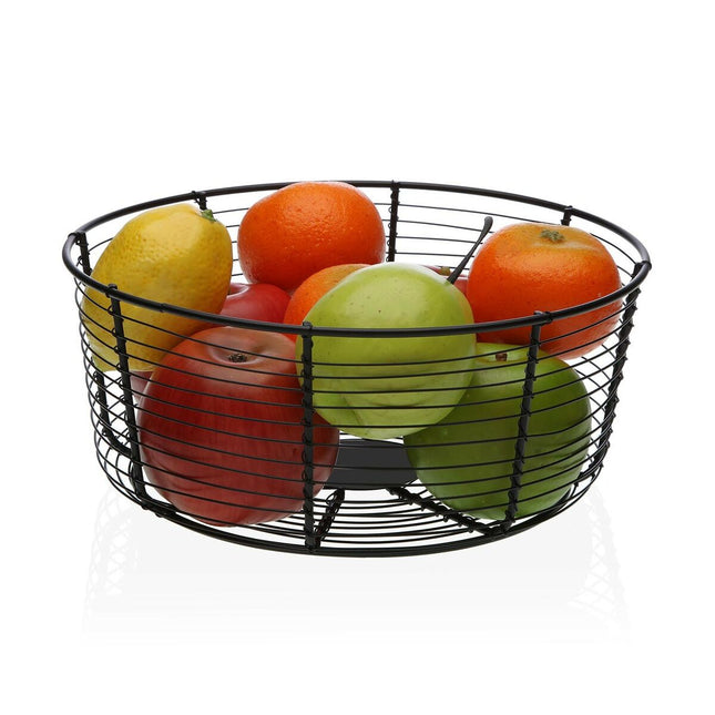 Obstschale Versa Schwarz Metall aus Keramik Stahl 26 x 11 x 26 cm