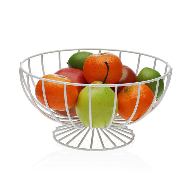 Obstschale Versa Weiß Metall aus Keramik Stahl 26,5 x 13,5 x 26,5 cm