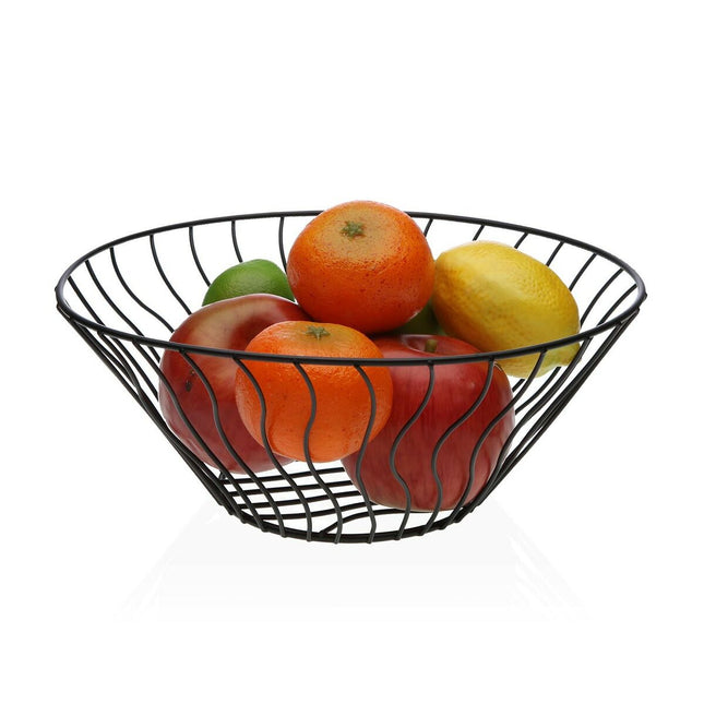 Obstschale Versa Schwarz Metall aus Keramik Stahl 28 x 11,5 x 28 cm