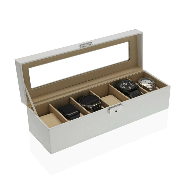 Uhrenbox Versa Weiß Polypropylen Polyskin 10 x 9 x 32,5 cm