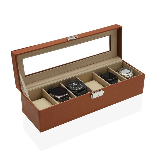 Uhrenbox Versa Braun Polypropylen Polyskin 10 x 9 x 32,5 cm