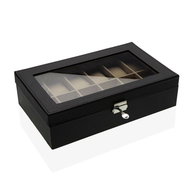 Uhrenbox Versa Schwarz Polypropylen Polyskin 20 x 8,5 x 32,5 cm