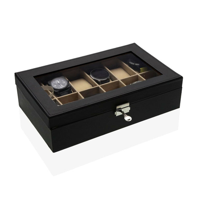 Uhrenbox Versa Schwarz Polypropylen Polyskin 20 x 8,5 x 32,5 cm