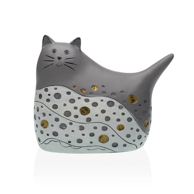 Deko-Figur Versa Grau Katze 9,5 x 14 x 17 cm