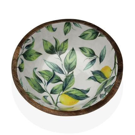Salatschüssel Versa Zitronengelb Porzellan Mango-Holz 30 x 10 x 30 cm