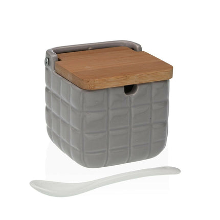 Zuckerdose Versa Bilder Grau aus Keramik Bambus Dolomite 8,3 x 8,3 x 8,3 cm