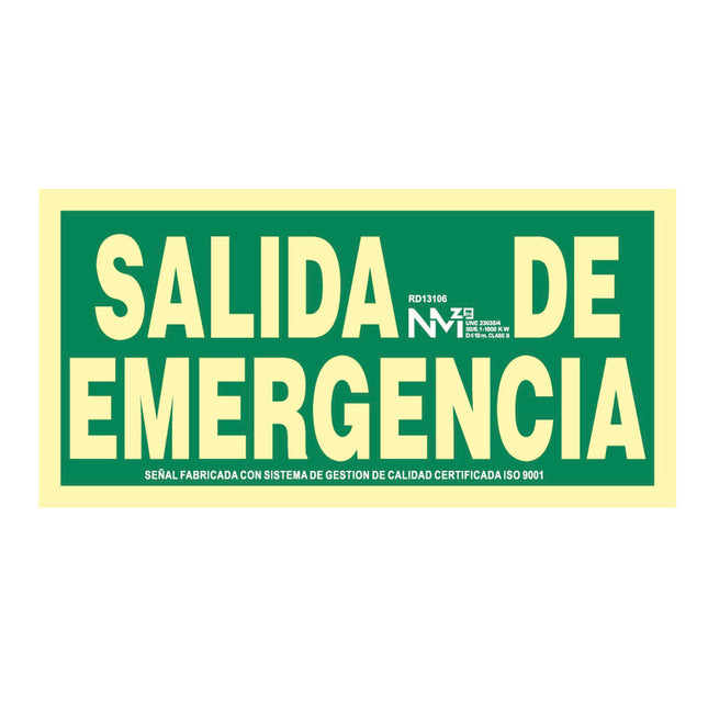 Schild Normaluz Salida de emergencia PVC