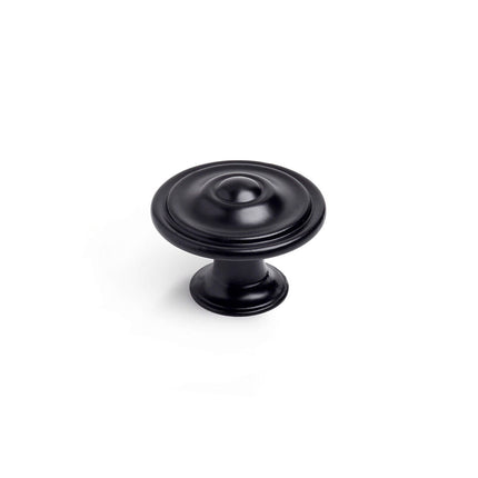 Drehknopf Rei 3110 rund Mattierend Schwarz Metall 4 Stück (Ø 35 x 26 mm)