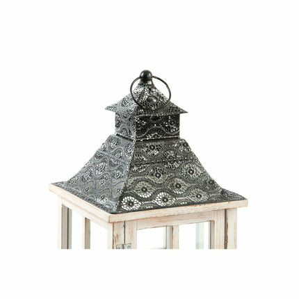 Laterne DKD Home Decor Kristall natürlich Schwarz Holz Weiß (25 x 25 x 65 cm)