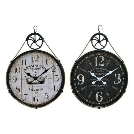 Wanduhr DKD Home Decor 50 x 4,5 x 71 cm Schwarz Metall Holz Weiß (2 Stück)