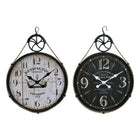 Wanduhr DKD Home Decor 50 x 4,5 x 71 cm Schwarz Metall Holz Weiß (2 Stück)
