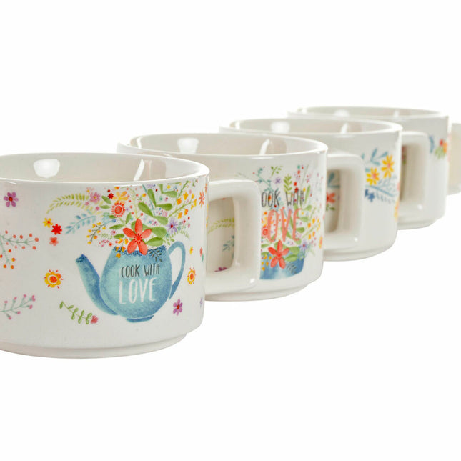 Satz von Kaffeetassen DKD Home Decor Metall Bunt 260 ml Dolomite (4 Stücke)