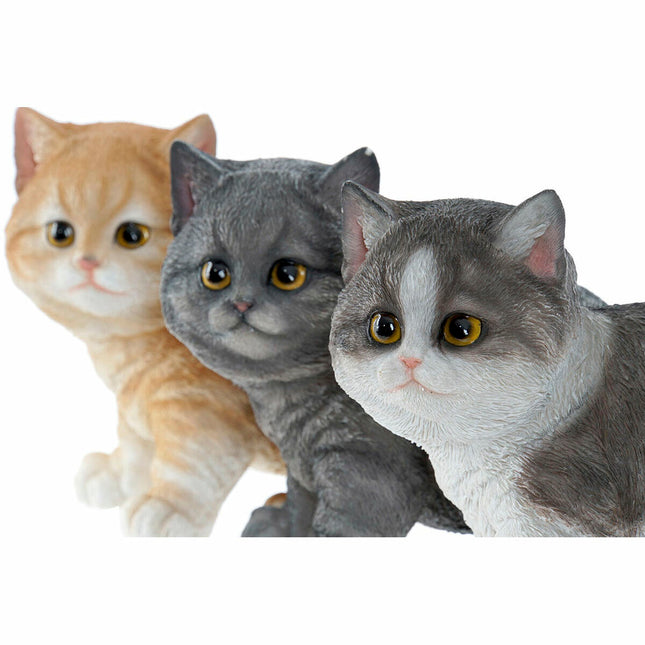 Deko-Figur DKD Home Decor Katze Weiß Grau Orange Kätzchen 20,5 x 10 x 15 cm (3 Stücke) (3 Stück)