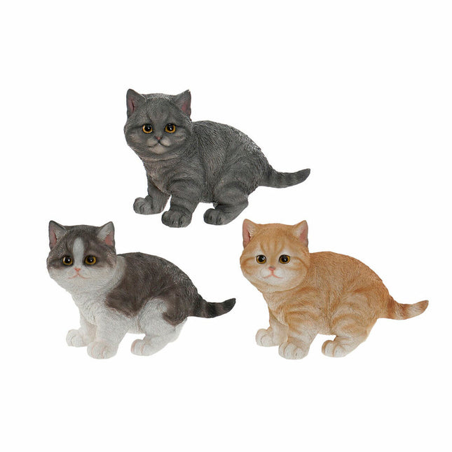 Deko-Figur DKD Home Decor Katze Weiß Grau Orange Kätzchen 20,5 x 10 x 15 cm (3 Stücke) (3 Stück)