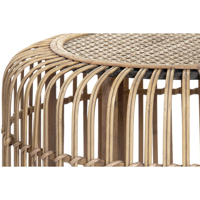 Satz mit 3 Tischen DKD Home Decor Braun Rattan Bambus (80 x 80 x 50 cm)