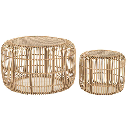Satz mit 3 Tischen DKD Home Decor Braun Rattan Bambus (80 x 80 x 50 cm)