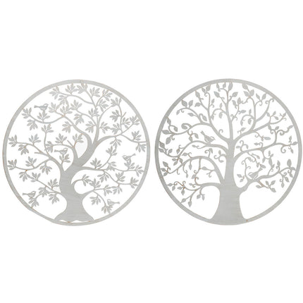 Wanddekoration DKD Home Decor 100 x 1 x 100 cm Baum Gold Weiß Indianer (2 Stück)