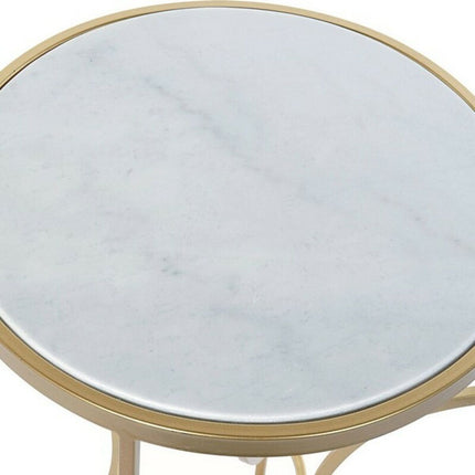 Beistelltisch DKD Home Decor Gold Metall Weiß Marmor (38 x 38 x 65,5 cm)