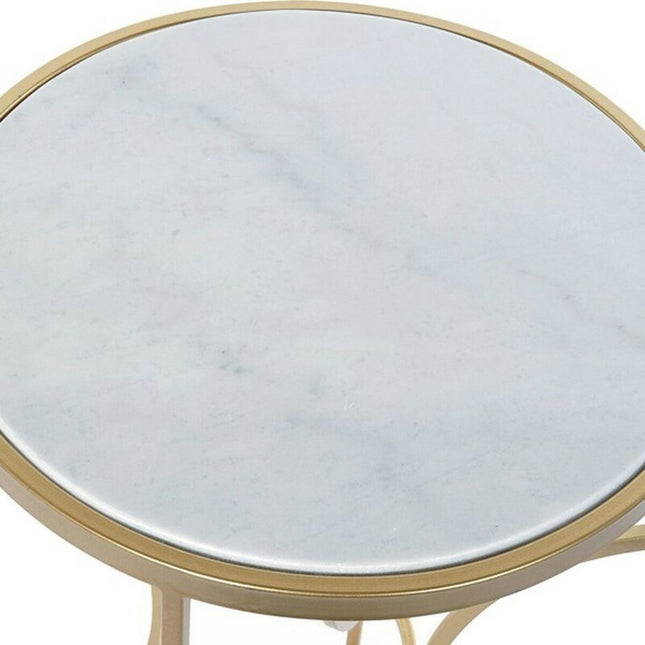 Beistelltisch DKD Home Decor Gold Metall Weiß Marmor (38 x 38 x 65,5 cm)