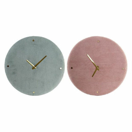 Wanduhr DKD Home Decor 40,5 x 5,5 x 40,5 cm Rosa grün (2 Stück)