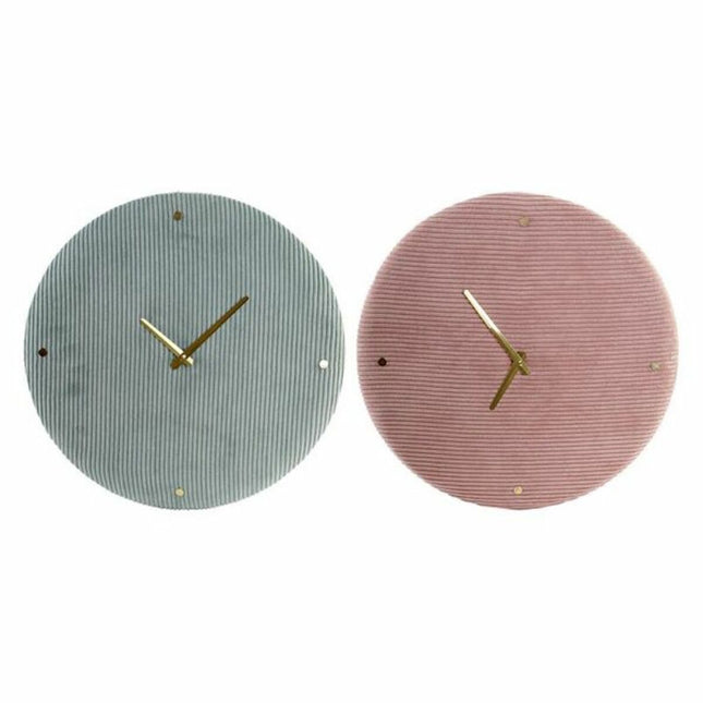 Wanduhr DKD Home Decor 40,5 x 5,5 x 40,5 cm Rosa grün (2 Stück)