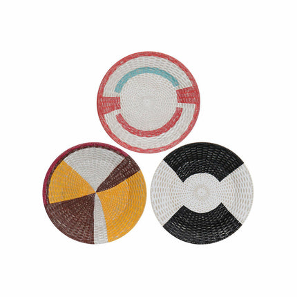 Wanddekoration DKD Home Decor 34,5 x 3,5 x 34,5 cm Bunt Boho (3 Stücke)